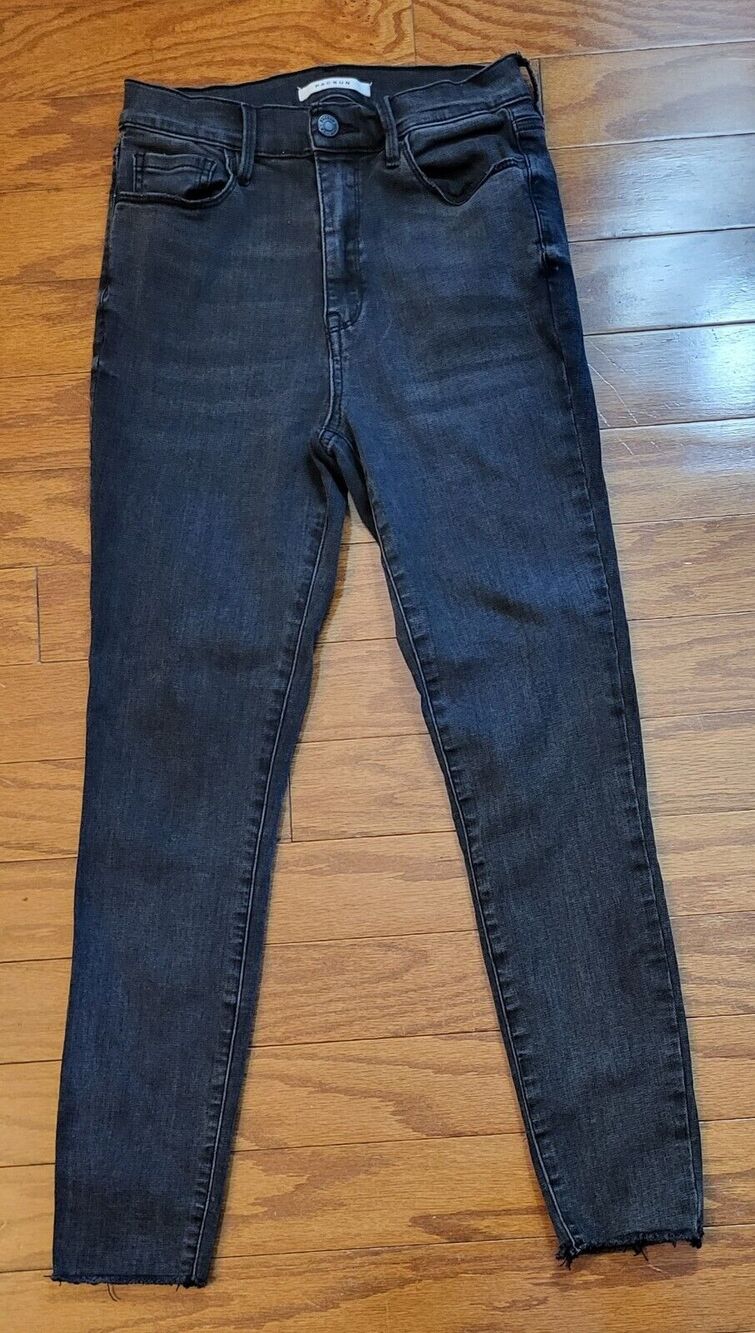 PACSUN Ankle Jeans Womens Size 26 Black Denim Stretch Skinny Raw Hem